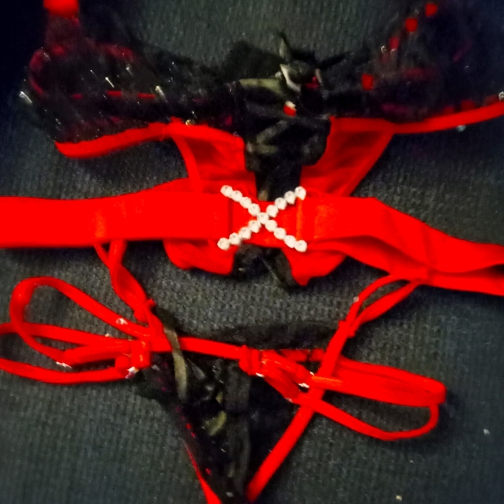 One piece red an black lingerie